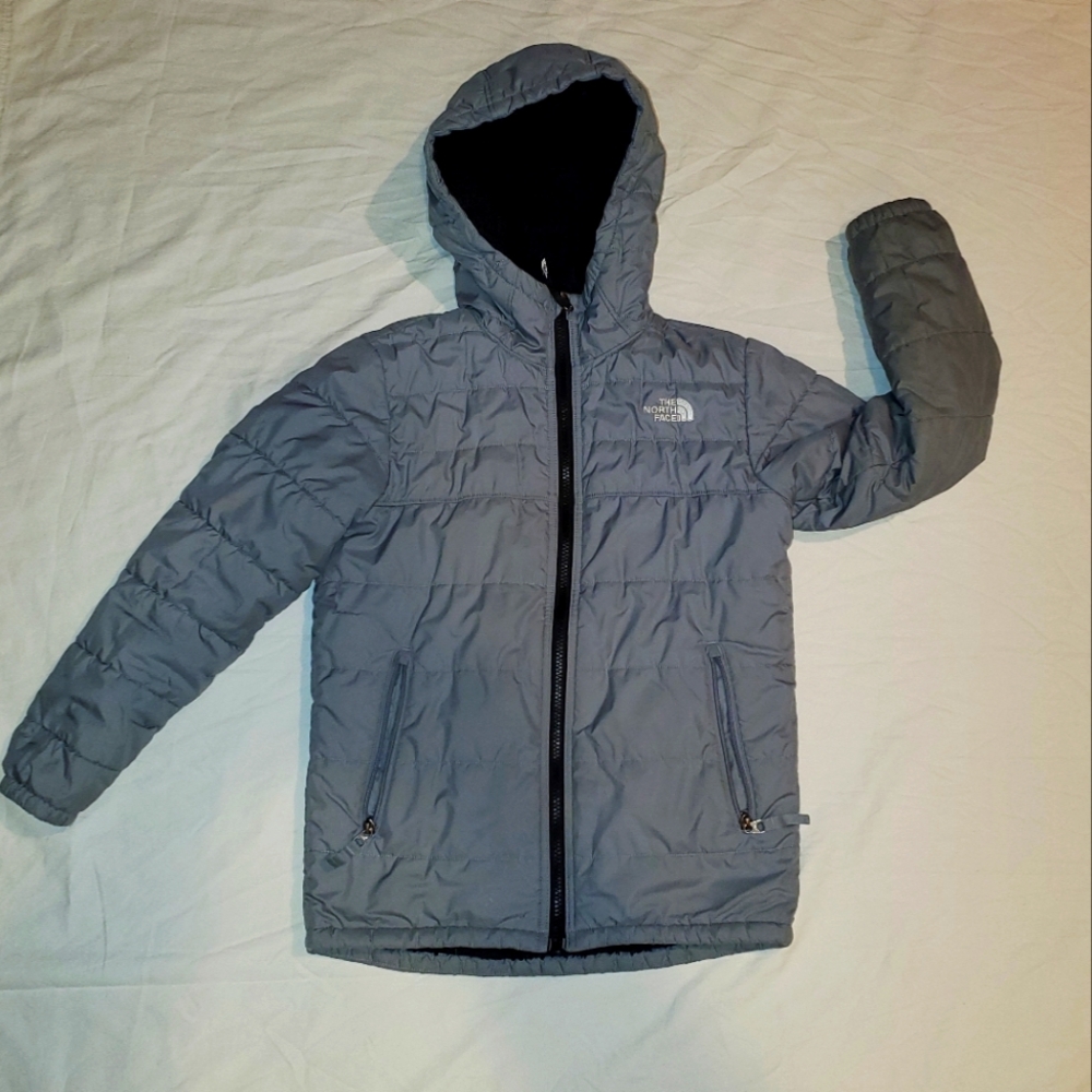 The North Face Grey Puffer Reversible Black fur